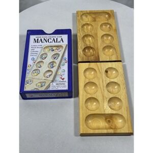 Cardinal Solid Wood Folding Mancala Board with Metal Tin. No Pieces Included‎